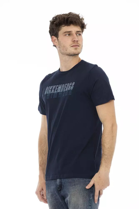 Blue Cotton Men T-Shirt