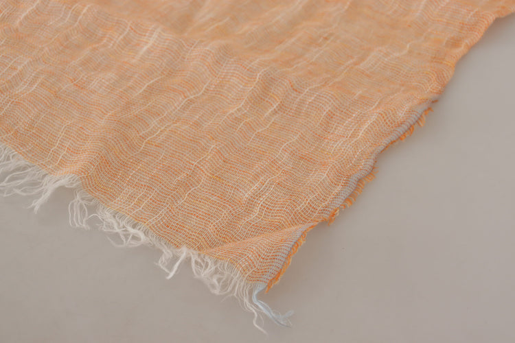 Peach Linen Knitted Shawl Wrap Fringes Scarf
