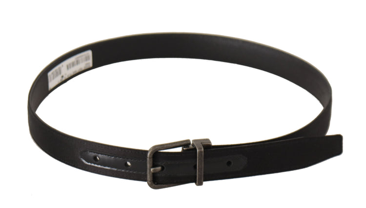 Black Calfskin Leather Vintage Metal Buckle Belt