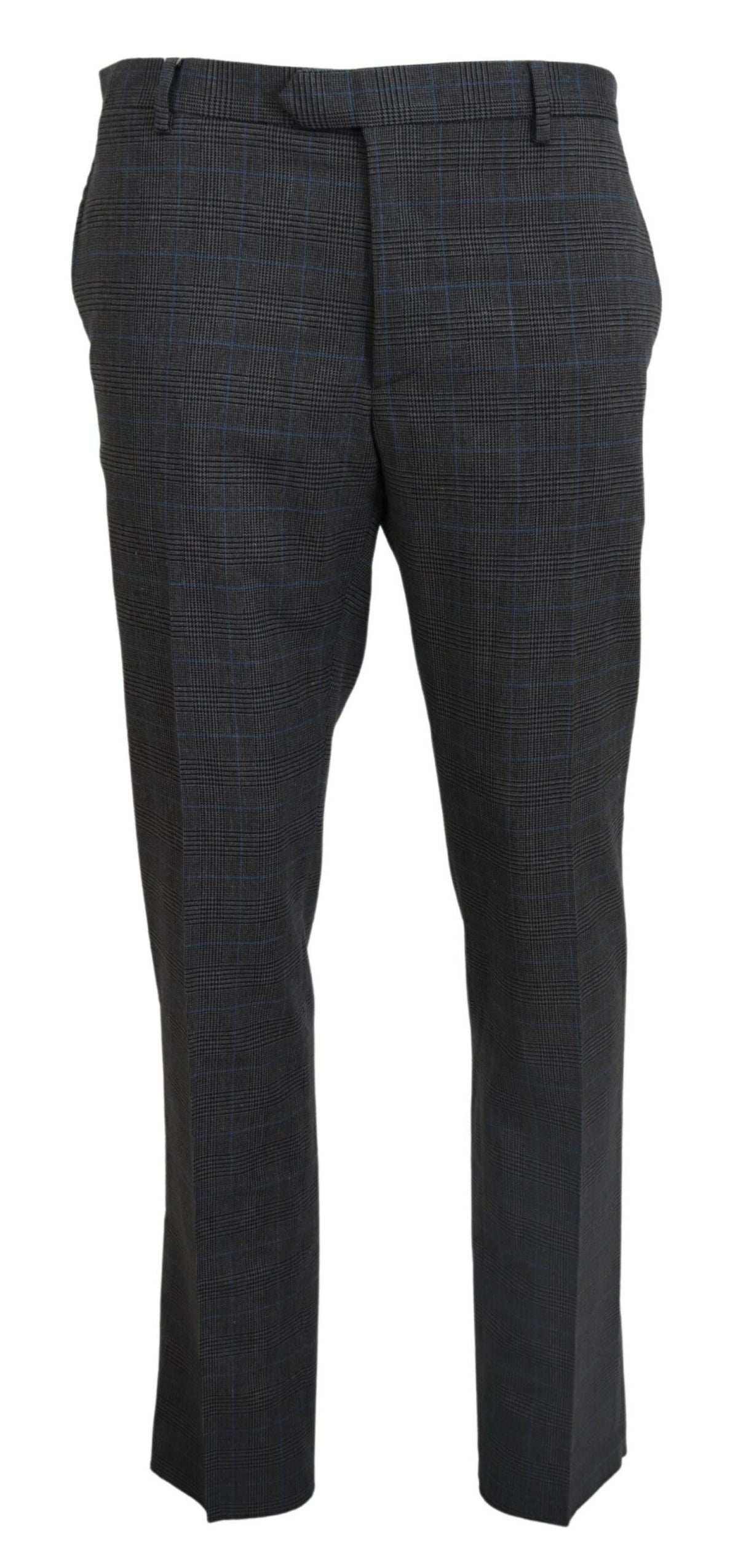 Gray Checkered Wool Dress Formal Pants