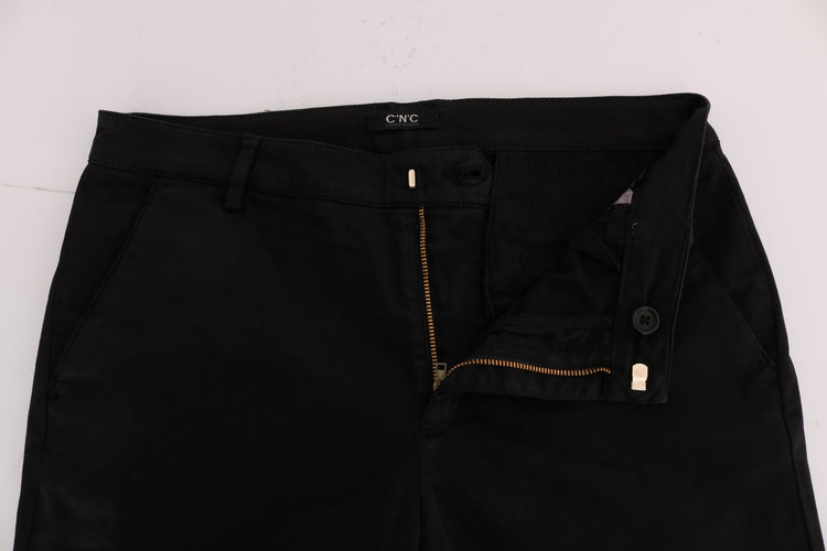 Black Slim Fit Cotton Stretch Pants