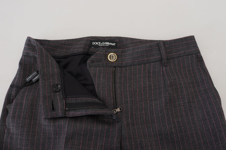 Gray Stripes Wool Tapered Women Pants