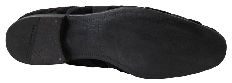 Black Brocade Loafers Formal Shoes