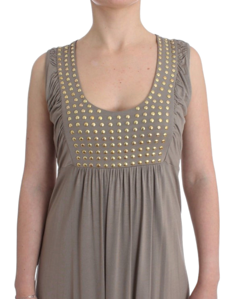 Khaki studded sheath dress