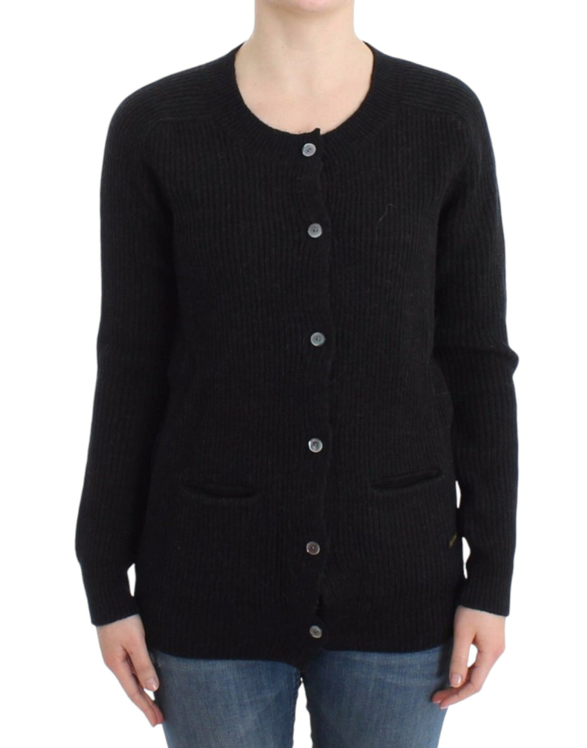 Black wool cardigan