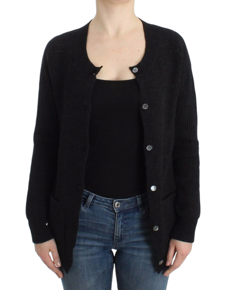Black wool cardigan