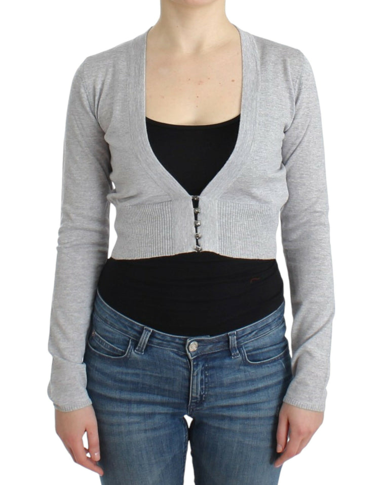 Gray cropped wool cardigan