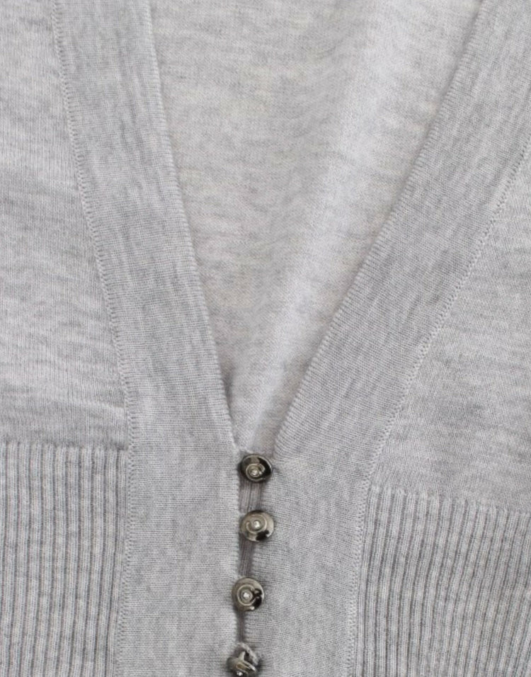 Gray cropped wool cardigan