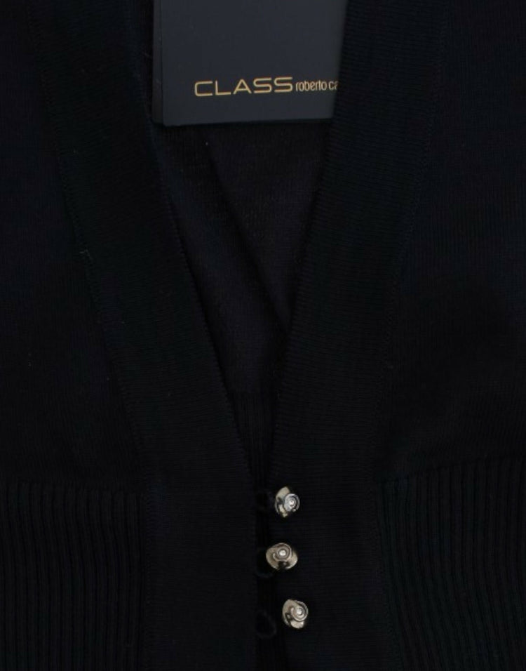 Black cropped wool cardigan