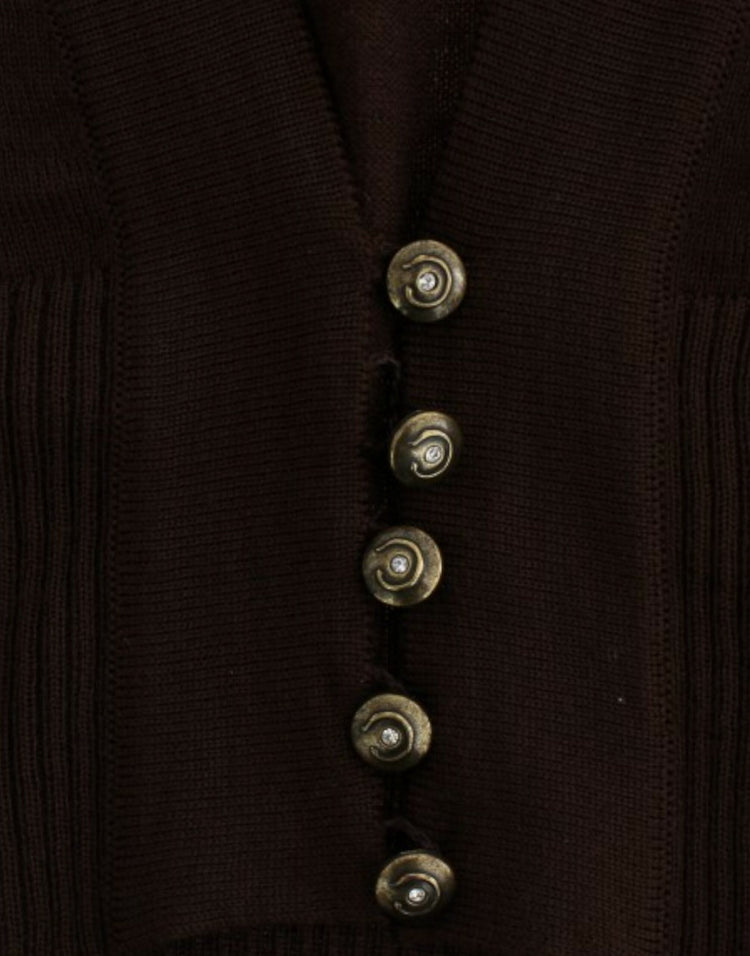 Brown cropped wool cardigan