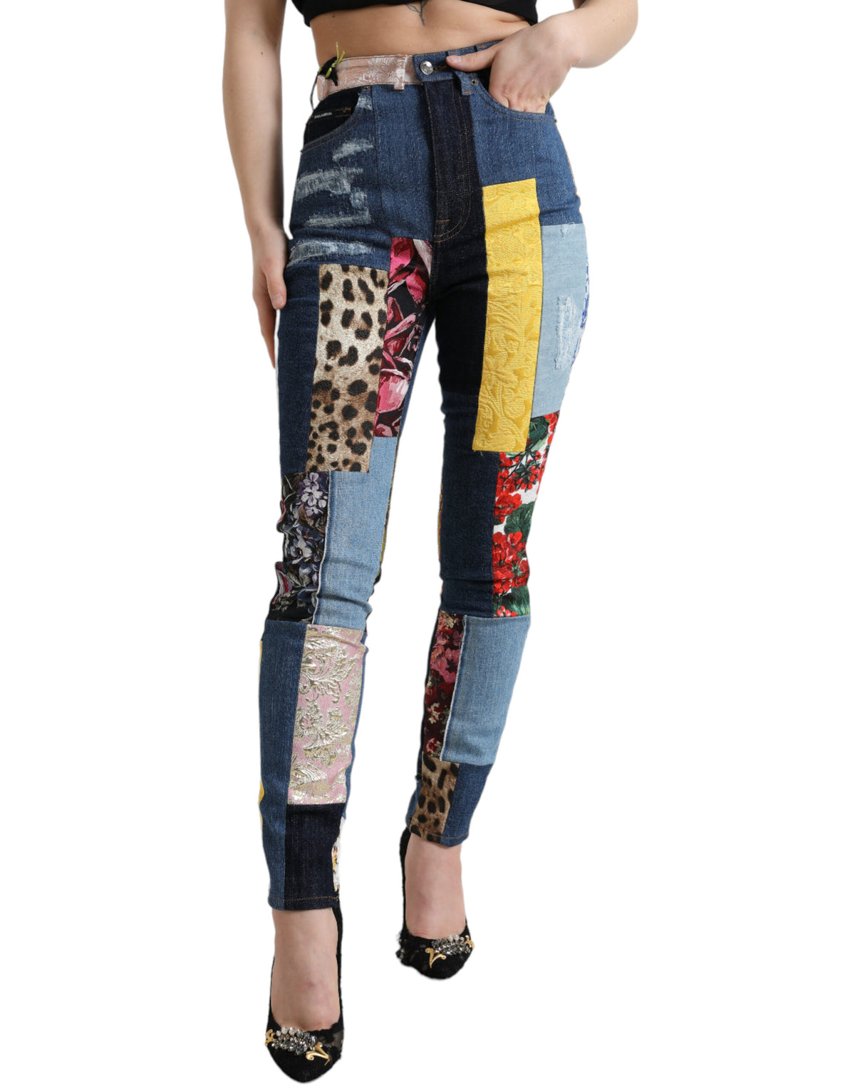 Multicolor Patchwork GRACE Skinny Denim Jeans
