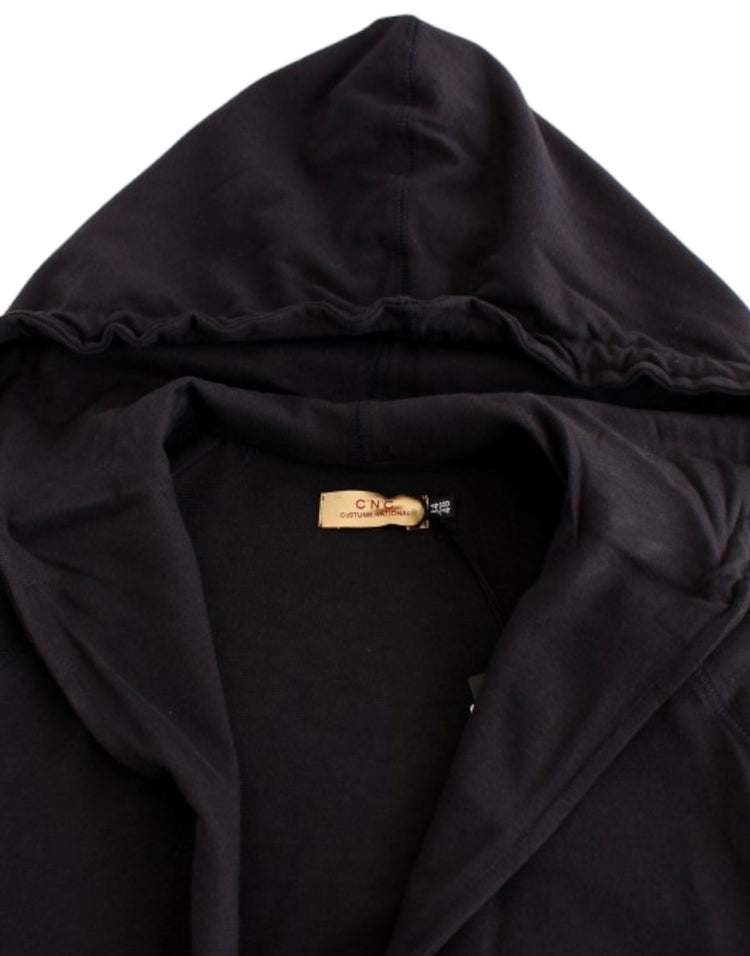 Blue hooded cotton sweater