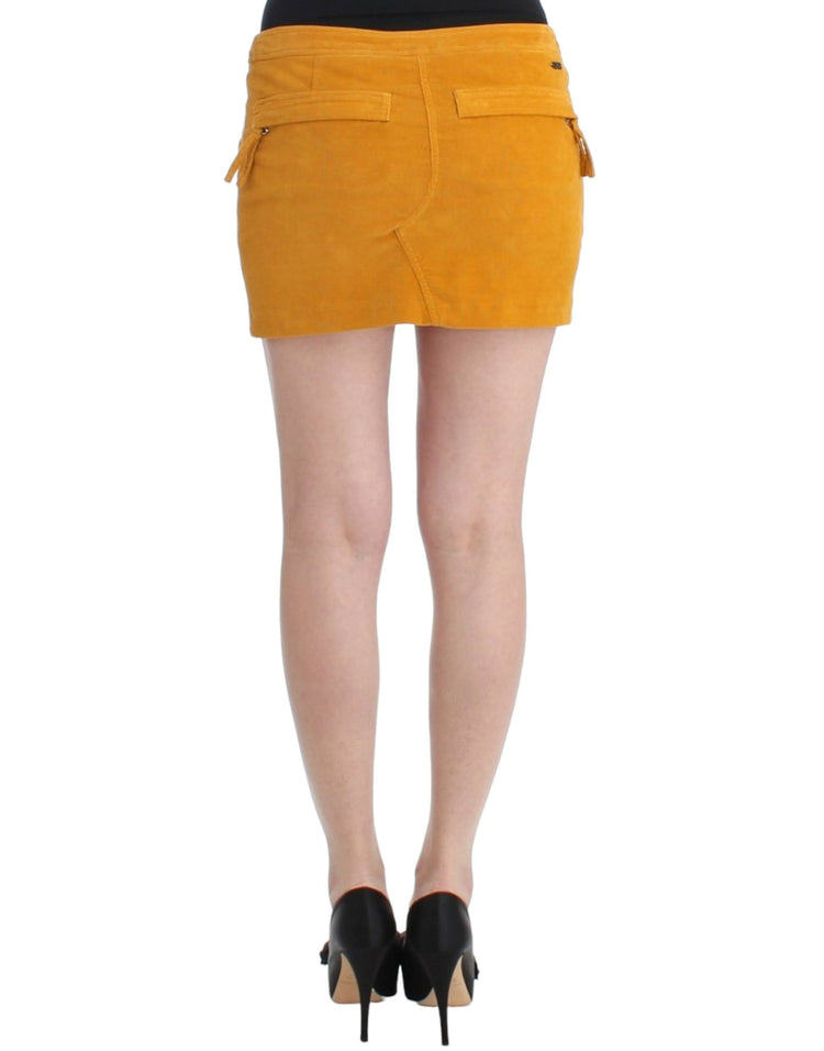 Yellow corduroy mini skirt