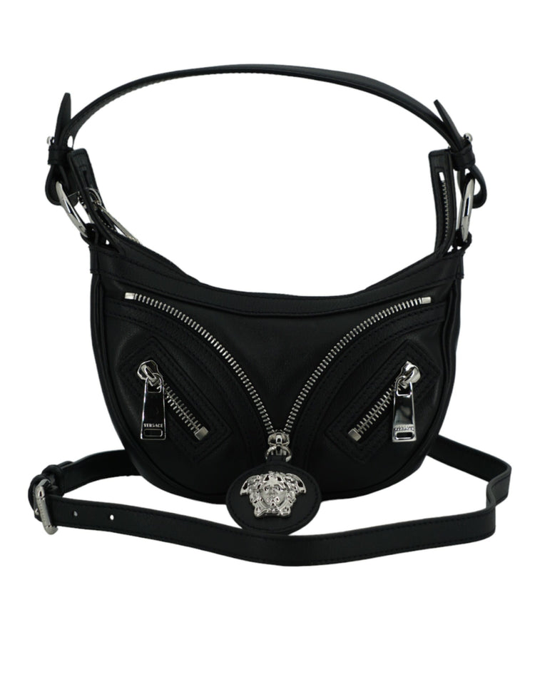 Black Calf Leather Hobo Mini Shoulder Bag
