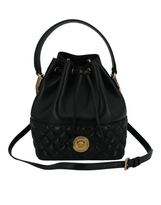 Black Lamb Leather Bucket Shoulder Bag