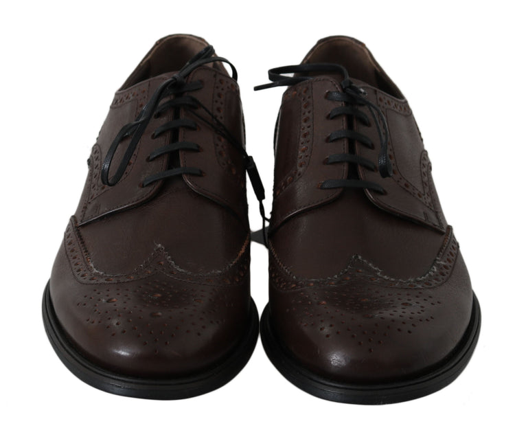 Brown Leather Brogue Derby Dress Shoes