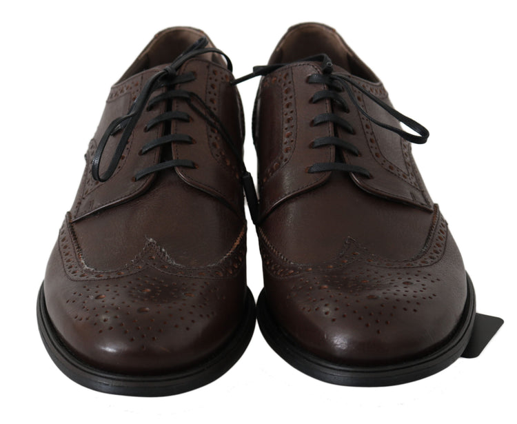 Brown Leather Brogue Derby Dress Shoes