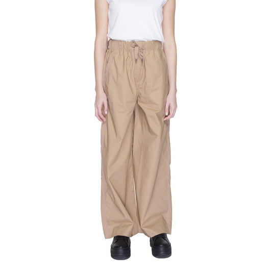 Beige Cotton Casual Pants