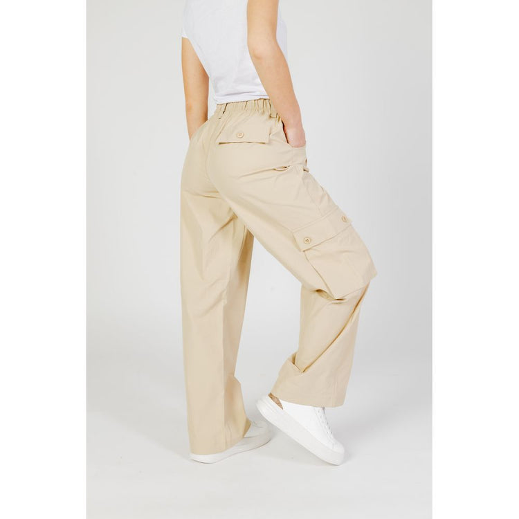 Beige Cotton Cargo Pants