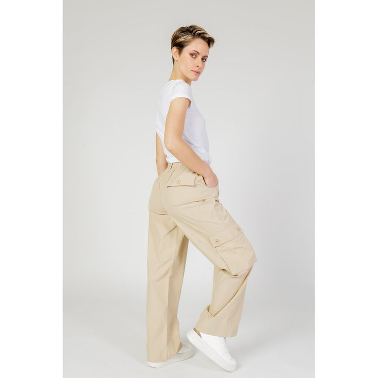 Beige Cotton Cargo Pants