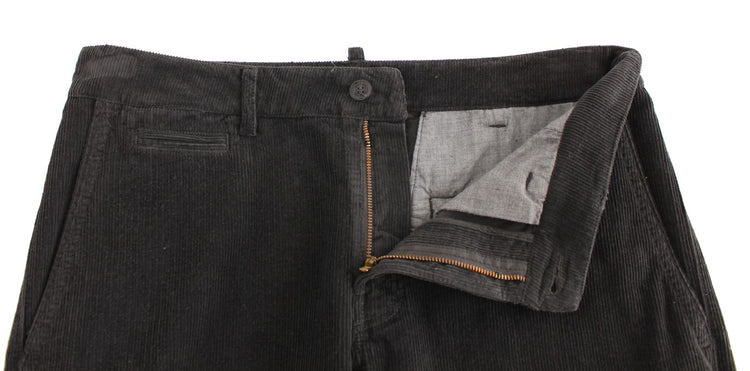 Black Corduroy Cotton Straight Fit Pants