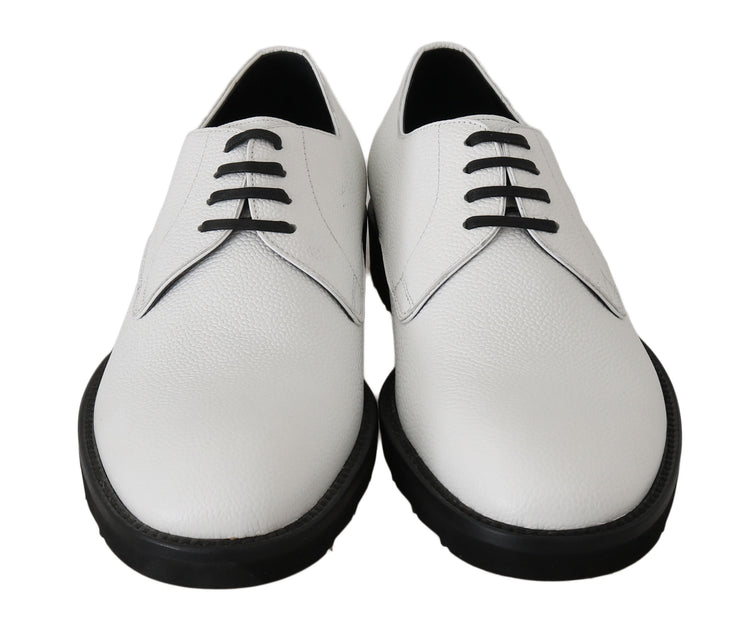 White Leather Derby Dress Formal Shoes