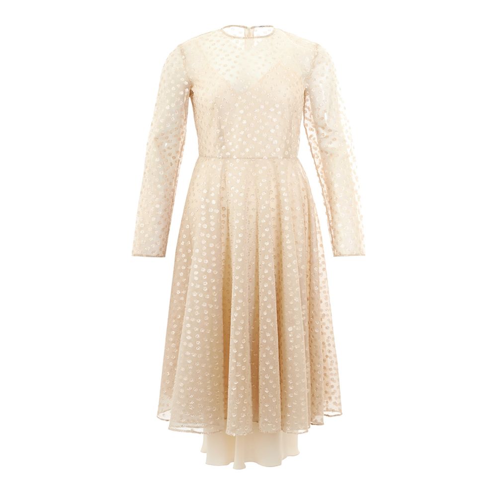 Beige Cotton Cocktail Dress