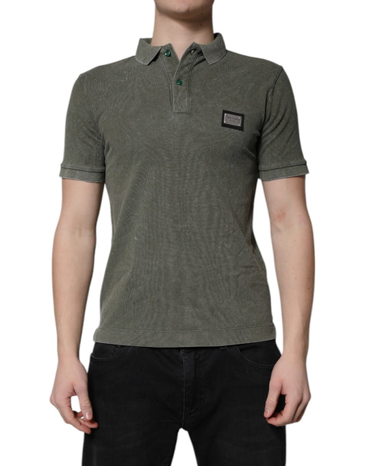 Army Green Logo Plaque Cotton Polo Shirt T-shirt