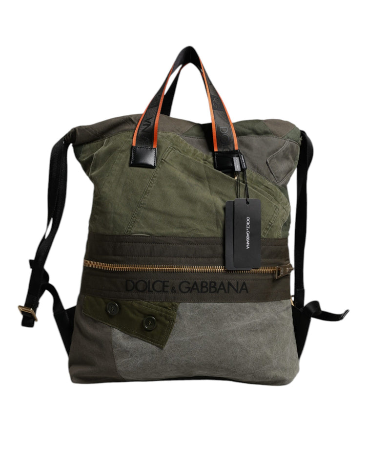 Military Green Patchwork Rucksack Backpack Bag