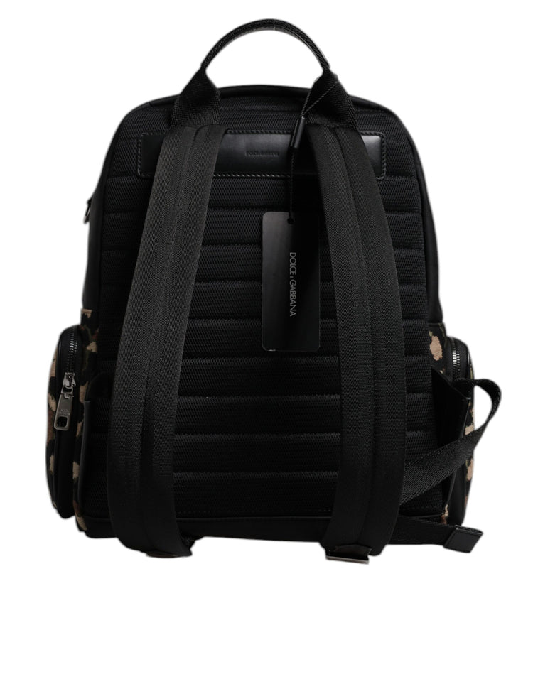 Multicolor Leopard Print DG Logo Plaque Men Backpack Bag