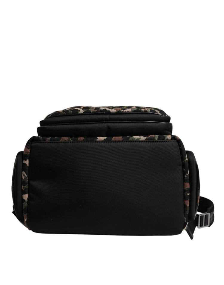 Multicolor Leopard Print DG Logo Plaque Men Backpack Bag