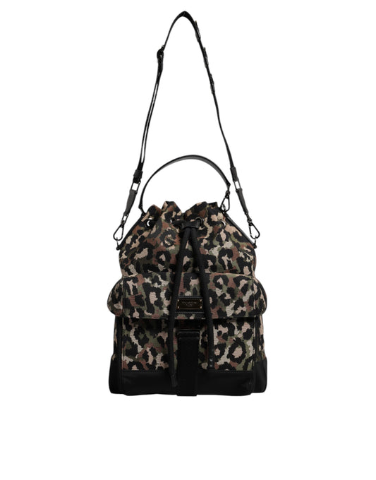 Multicolor Leopard Cotton Shoulder Bucket Bag