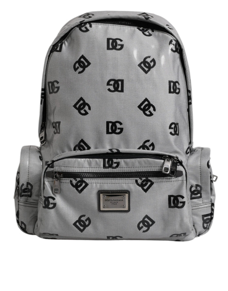 Polyester Gray Black DG Logo Plaque Backpack Bag