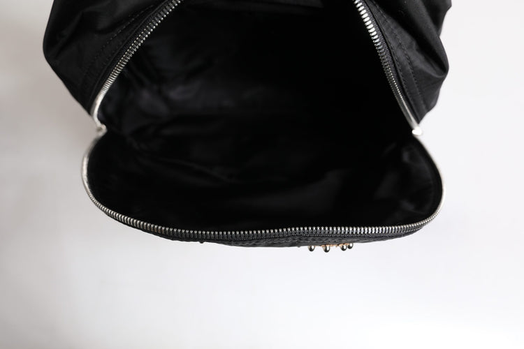 Black Nylon #DGFAMILY Embellished Backpack VULCANO Bag