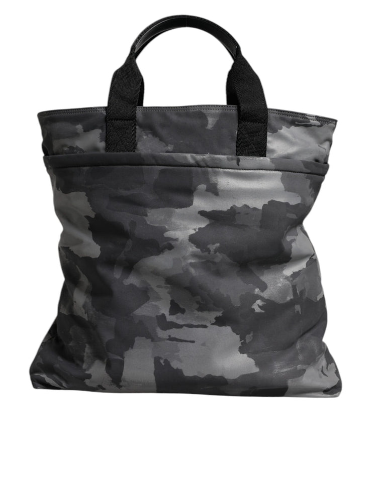 Black Camouflage Shoulder Strap Logo Plaque Bag