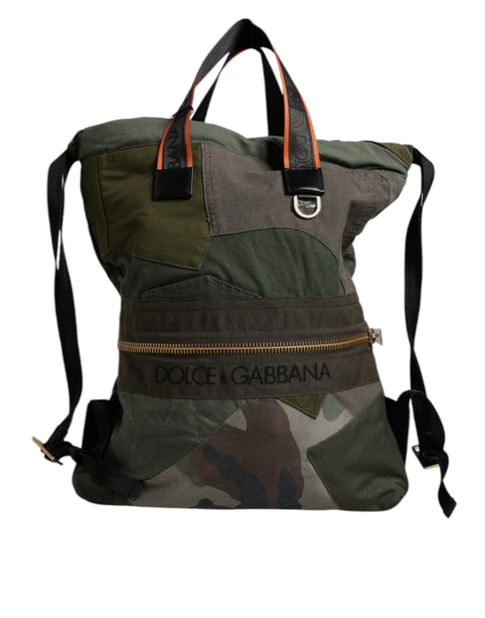 Military Green Patchwork Rucksack Backpack Bag