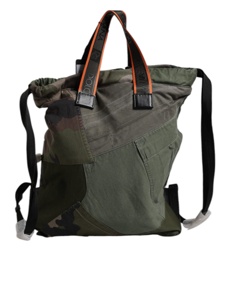 Military Green Patchwork Rucksack Backpack Bag