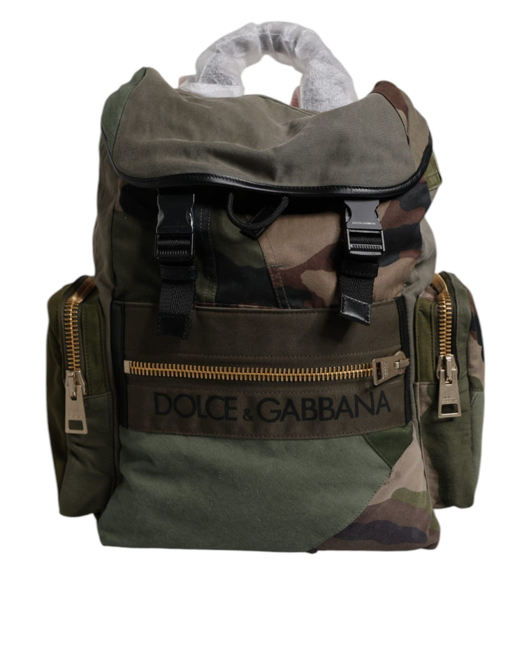 Military Green Patchwork Travel Backpack Bag