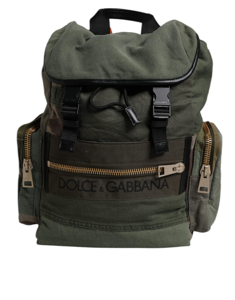 Military Green Patchwork Travel Backpack Bag