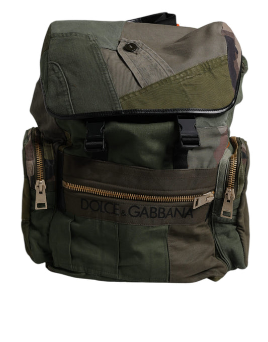 Military Green Patchwork Travel Backpack Bag