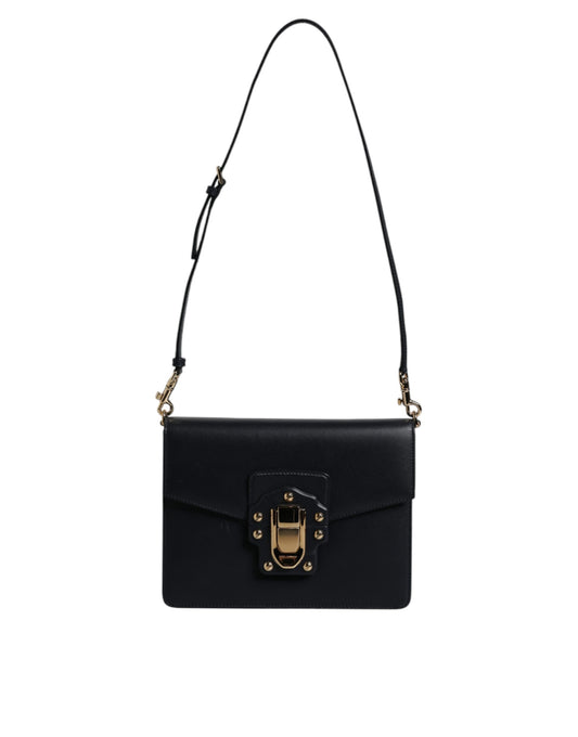 Black Calfskin Leather Shoulder Strap Bag