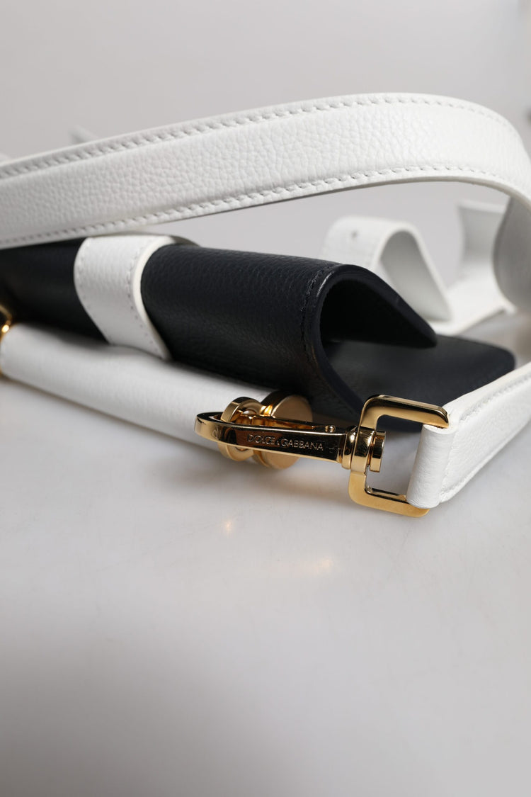 Blue White Calfskin Leather Crossbody Shoulder Bag