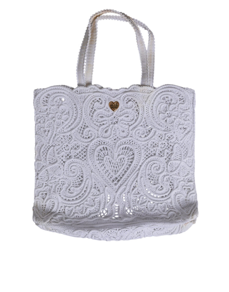White Cordonetto Lace Beatrice Tote Shopping Bag