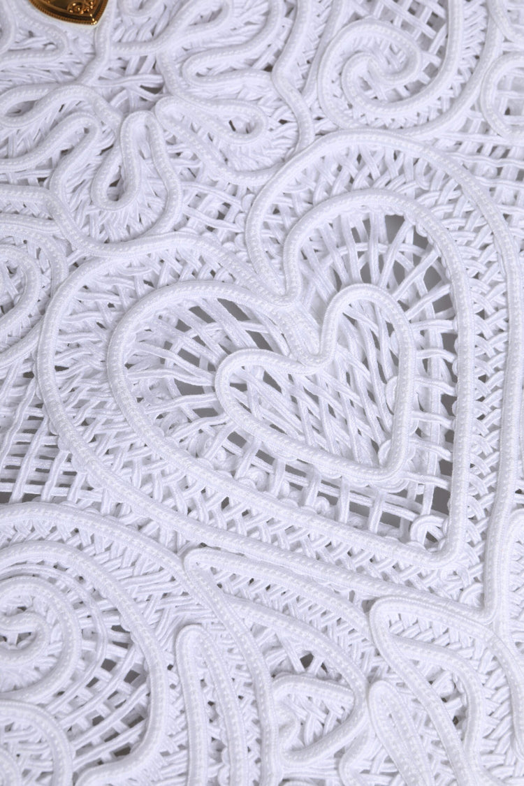 White Cordonetto Lace Beatrice Tote Shopping Bag