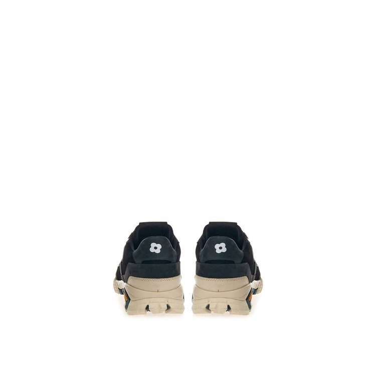 Black Suede Leather Athletic Sneakers