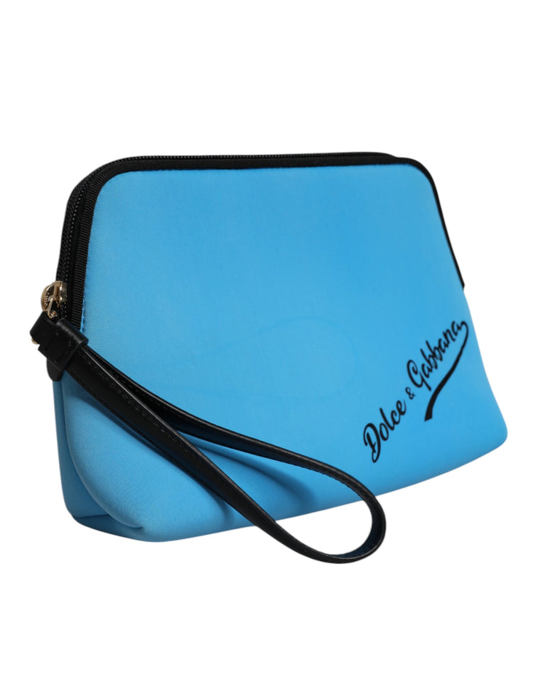 Blue DG Logo Print Clutch Zip Borse Pouch Bag