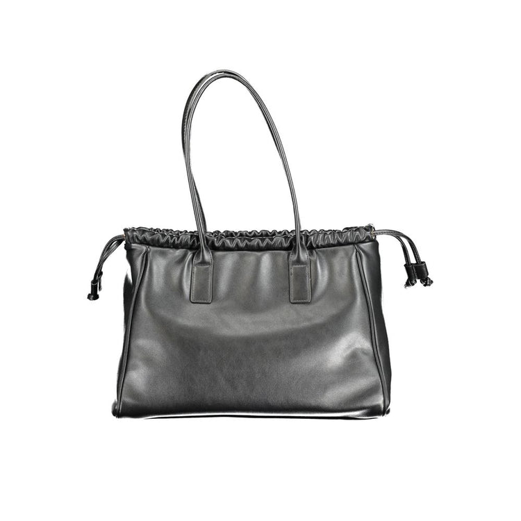 Black Polyurethane Women Handbag