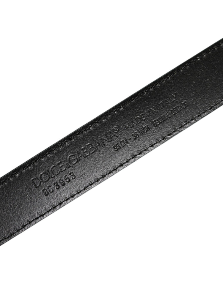 Green Leather Silver Tone Metal Buckle Belt