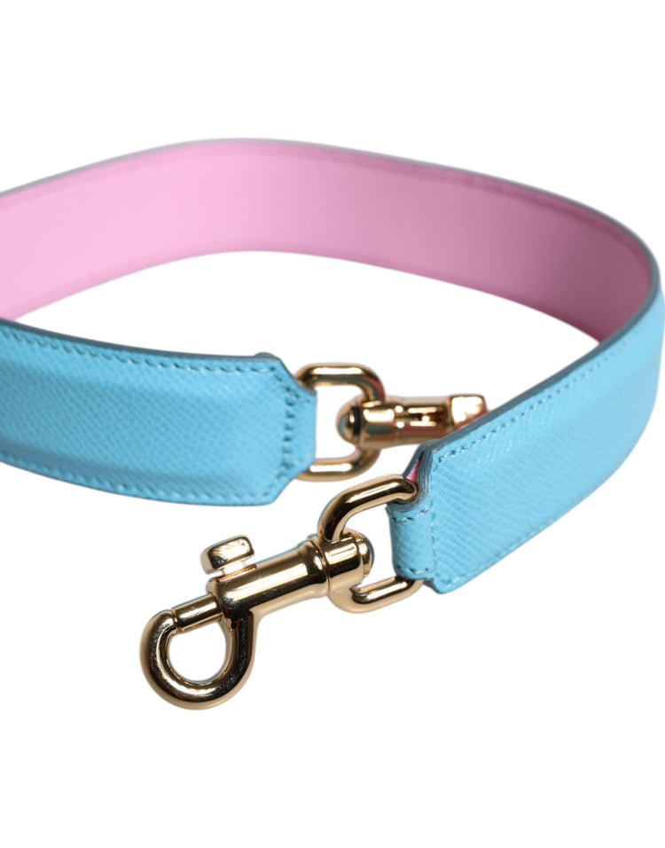 Pink Blue Leather Handle Bag Shoulder Strap