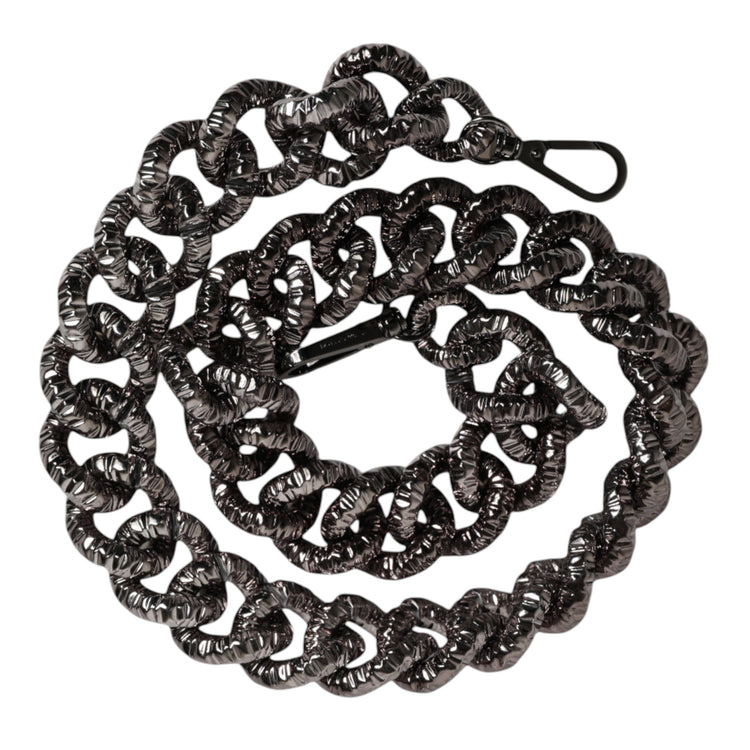 Black Chain Logo Engraved Bag Shoulder Strap